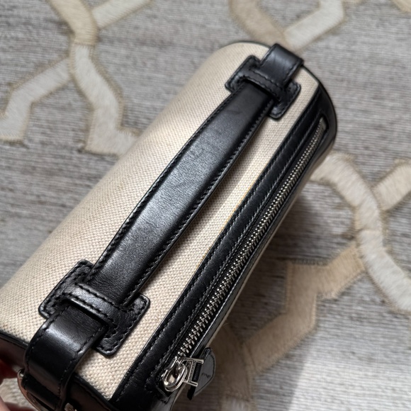 Burberry The Barrel Leather & Canvas Cyan White Small Shoulder Bag - Picture 7 of 14